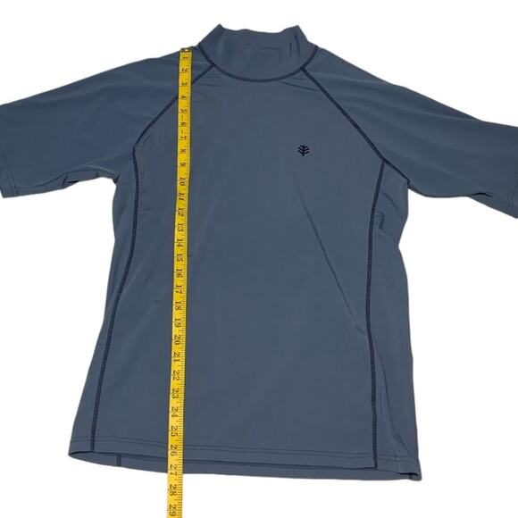 COOLIBAR Shirt Short Sleeve Men's M 50 SPF Blue Stretchy Sun Protection Beachy - Picture 4 of 6